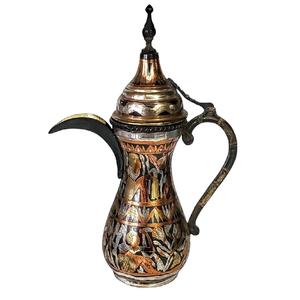 Cafetera Dallah de latón hecha a mano de alta calidad con grabado acabado de níquel para vajilla cafetera árabe - Product Image 5