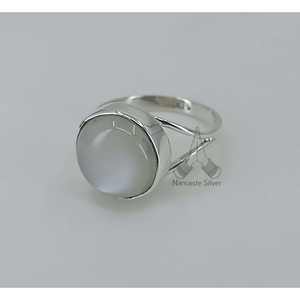 Handmade Dainty Boho <b>Statement</b> <b>Ring</b> Round Moonstone Cut Sterling <b>Silver</b> for Birthday Anniversary Wedding or Christmas Gift - Product Image 2