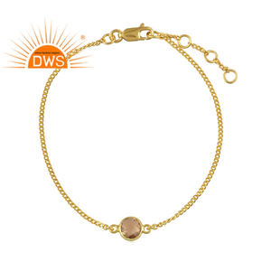 Bracelet de chaîne de pierres précieuses en citrine naturelle plaquée or 18 carats en argent sterling à vendre Fabricant de bijoux personnalisé - Product Image 1