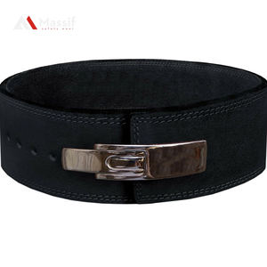 Gym Training Lifting Noir 10mm Poids Power Lever Pro Ceinture en cuir de vachette unisexe antidérapante 13mm d'épaisseur Taille personnalisable - Product Image 2