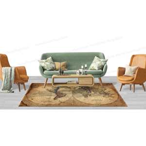 Alfombras con Mapas del Viejo Mundo, Alfombra con Mapa Vintage, Alfombra Pequeña de Chenilla Suave, Marrón, con Pelo Suave - Product Image 4