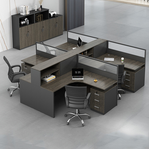 Modern L Shaped Office Workstation System Multi Person Wooden Face <b>Desk</b> Modular Modular Shared <b>Computer</b> Table Commercial use - Product Image 6