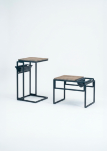 Mesa de Centro Moderna Minimalista con Tapa de Madera y Estructura Metálica, Diseño Encajable para Muebles de Sala - Product Image 6