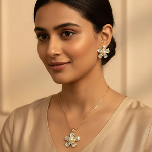 Gold Plated <b>Pearl</b> <b>Pendant</b> Set for Women Jewelry Alloy Material - Product Image 2