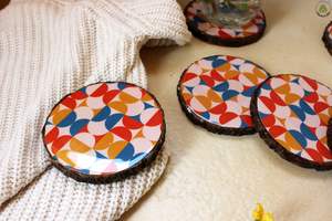 Handmade High Quality Natural Solid Wooden Printed Bohemian Style Eco-Friendly Customized Design Decorative <b>Drink</b> <b>Coaster</b> for - Product Image 3