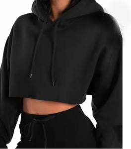 Nouveau design de sweats à capuche d'hiver avec logo personnalisé pour femmes tout dernier sweat à capuche à manches amples sweats à capuche pour femmes à la mode crop top - Product Image 5