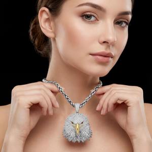 Iced <b>Necklace</b> Hip Hop Bling Bird Pendant Moissanite Link 925 Silver Bald Eagle Jewelry <b>Statement</b> Animal Gift Him - Product Image 4