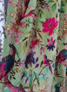 Cortinas Vintage de algodón terciopelo hechas a mano de lujo con estampado de pájaro verde, decoración moderna para la habitación del hogar, colgante de ventana de fábrica de bajo costo - Product Image 4