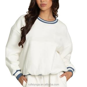 Pull-over de luxe sur mesure, col rond, en jersey 100% coton, coupe classique pour homme, molleton uni, teinture unie, printemps - Product Image 5