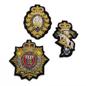 Custom Hand Embroidered Bullion Wire Blazer Badge Gold and <b>Silver</b> Premium Quality Nonwoven Felt Patch for Blazers Caps Jackets - Product Image 3