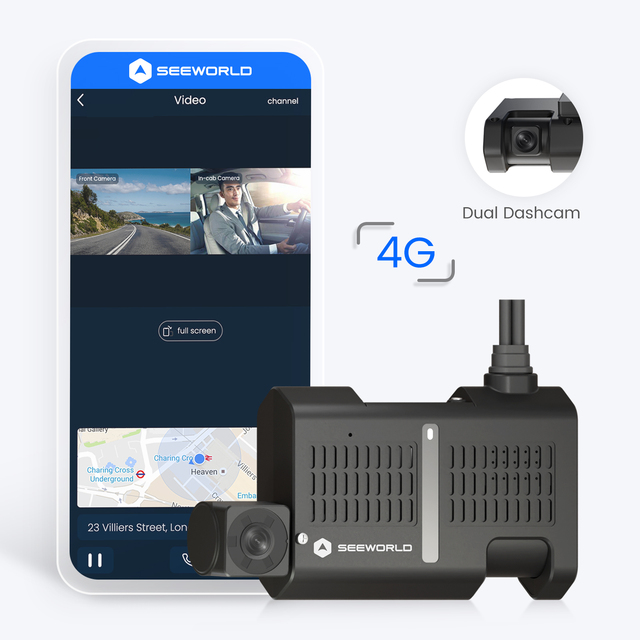 AI Fleet Dash Cam 4G Dual Camera Vehicle Video Telematics with ADAS Driver Monitoring and Live GPS Tracking