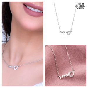 Estilo moderno 925 colgante de plata maciza 18 \ "cadena 'I Love You' palabras collar de regalo de Navidad de moda para damas de honor boda - Product Image 4