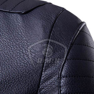 Veste en cuir et toile pour homme, style tendance, col montant, logo sur le devant, haute qualité, imperméable, coupe-vent, respirante, séchage rapide - Product Image 3