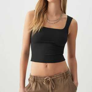 Camiseta sin mangas de color sólido recortada con cuello cuadrado para mujer, informal, básica, 8 opciones de color - Product Image 1