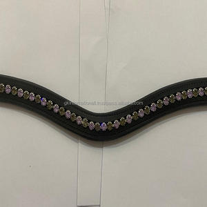 Single Row Customized Multicolor Bling <b>Large</b> <b>Stones</b> Crystal Empty Channel Leather Horse Brow Band Wholesale Bling Brow Band - Product Image 6