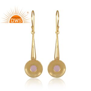 Dernière conception faite à la main 18K plaqué or Hydro Rose pierres précieuses boucles d'oreilles Demi fabricant de bijoux fins - Product Image 4