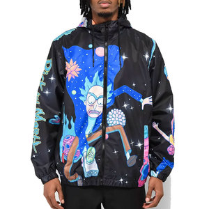 NIMBORO SPORTSWEAR <b>Men's</b> Eco-Friendly Windproof Reversible Hooded <b>Windbreaker</b> Jacket High Street Style Zipper Closure <b>Black</b>/Blue - Product Image 5