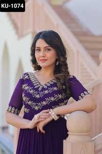 Indian Traditional Wear Faux Blooming With <b>Sequins</b> Multithreaded Beads Embroidered Work Anarkali Gown with <b>Plus</b> <b>Size</b> Available - Product Image 2