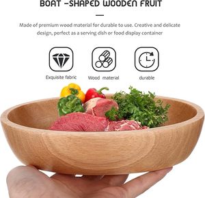 Cuenco de madera, cuenco de masa de madera largo en forma de barco, bandeja decorativa para servir para comida, pan, frutas, aperitivos, plato de postre de mesa - Product Image 3