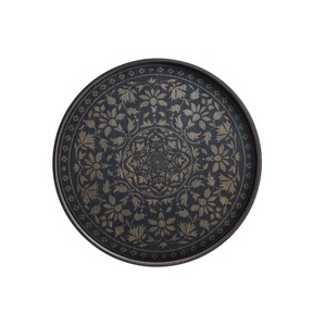 Bandeja de servicio de color azul oscuro de forma redonda hecha de madera, utensilios de cocina, vajilla, uso para el hogar, hoteles, restaurantes, recién llegado - Product Image 1