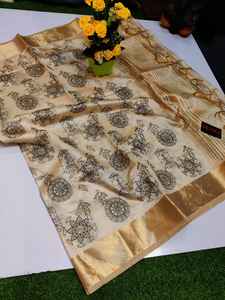 2025 Sari de lino de nuevo aspecto tradicional para adultos, el mejor precio bajo, embalaje personalizado especial para fiestas de boda, Sari de regalo - Product Image 2