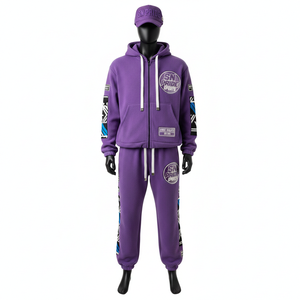 Wholesale Custom Casual Hooded 100% Cotton Fitness Joggers 2 Piece Sets <b>Hoodies</b> Sweat Suits Training Breathable Tracksuit - Product Image 1