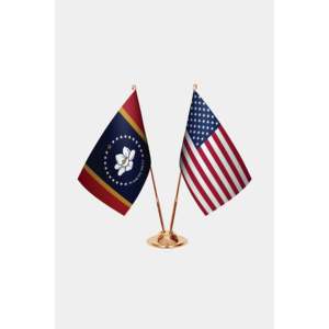 Mississippi & U.S. Custom Pennant <b>Flag</b> Set Digital Printed Satin Silk Plastic & Polyester with Aluminum <b>Pole</b> - Product Image 2