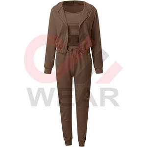 Conjunto de pantalones de chándal informales para mujer 2024, Sudadera con capucha y cremallera sólida, conjunto de 3 piezas, pantalones de chándal en nuevo estilo - Product Image 5