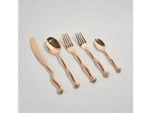 Ensemble de couverts en métal avec poignée en bambou, finition miroir dorée, parfait pour la maison, les restaurants, les hôtels et les événements, en provenance d'Inde - Product Image 5