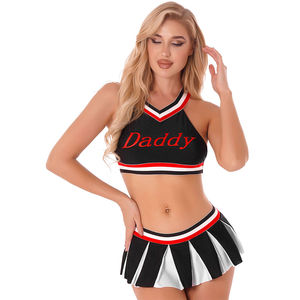 Soutien-gorge de sport élégant d'uniforme de représentation de danse d'étape faite sur mesure avec les uniformes confortables de pom-pom girl de jupe - Product Image 4