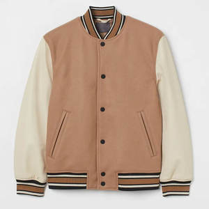 Chaqueta Varsity de Invierno 2025 para Hombre, con Logotipo Personalizado OEM, Mangas de Cuero PU, Ecológica, Resistente al Viento, con Patrón de Letras, Estilo Urbano - Product Image 1