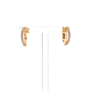 Pendientes de Aro Medio con Diseño de Flores en Tono Dorado de Lujo para Mujer, Joyería para Novias y Fiestas - Product Image 6