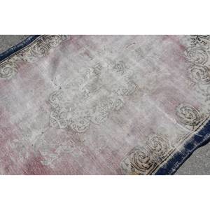Alfombra clásica vintage de lana, diseño de retales beige y azul, hecha a mano, área grande, felpa de látex rectangular para vivir (4,7 pies X 6,1 pies) - Product Image 5