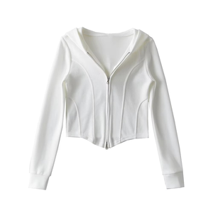 Comfortable <b>Zipper</b> <b>Hoodies</b> For <b>Women</b> Unique Design <b>Women</b> Breathable Turtleneck <b>Zipper</b>-Up Short <b>Hoodies</b> For Woman Breathable - Product Image 2