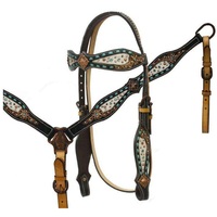 Western Headstalls Tack Sets avec raccord personnalisé avec nom de marque personnalisé Western Saddle Headstall Horse Tack Antique Engraver