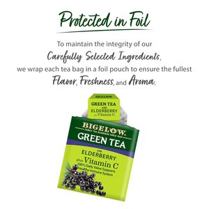 Bigelow Tea Green Tea with Elderberry Plus Vitamin C, Caffeinated Tea with Elderberry, 18 Count Box (Pack of 6), 108 Tea Bags - Product Image 2