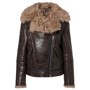Chaqueta Bomber de Piel de Oveja de Lujo para Mujer, Forro de Piel Sintética Acolchada, Abrigo de Invierno Cálido de Piel de Oveja, Logotipo Personalizado al por Mayor - Product Image 1