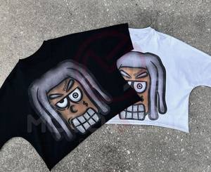 T-shirt oversize vintage à épaules tombantes 100% coton, lavé à l'acide, noir, vêtements légers en vrac, grande taille - Product Image 6