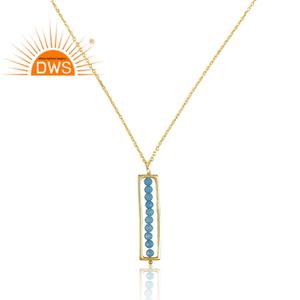 Best Trendy Sterling Silver 18K Gold Plated <b>Turquoise</b> <b>Beaded</b> Gemstone Pendant Necklace Demi Fine Jewelry For Women Gift For Her - Product Image 1