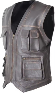 Chaleco de Motociclista Reversible, Impermeable, Informal, para Calle, de Invierno, en Cuero Vacuno, Talla Personalizada - Product Image 4