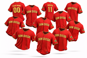 Uniformes de Béisbol Personalizados con Franjas Rojas, Venta al Por Mayor, OEM, ODM, Nombre, Número y Logotipo Personalizados, Sublimación, Bordado, Ropa Deportiva - Product Image 5