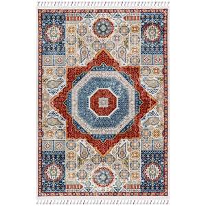 Alfombra Moderna Antigua Multicolor Netline AN003, 100% Poliéster, Fácil de Limpiar y Duradera, 80x150cm, 10022g, para Dormitorio, Antideslizante - Product Image 1