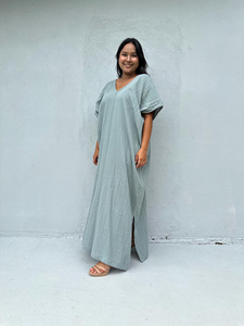 Robe Kaftan en Coton Double Gaze pour Femme – Robe d'Été, Cache-Maillot de Plage, Caftan de Vacances, Tenue de Croisière et de Soirée – Style Estival - Product Image 3