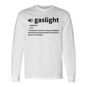 T-shirt a maniche lunghe con definizione del dizionario Gaslighting, per adulti, unisex, bianca - Product Image 1