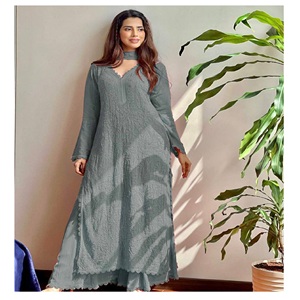Top bordado Georgette de imitación hecho en India de alta calidad con Plazo de trabajo y Dupatta, ideal para uso diario en la oficina y elegante informal - Product Image 1
