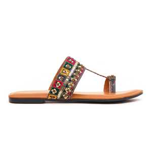 Marrón Cómodo Estilo Étnico Plano Chappal - Product Image 3