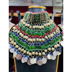 Conjunto de joyería hecha a mano Kuchi Tribal estilo afgano para mujer, ropa de boda, Gargantilla afgana antigua, collar con pendientes y conjunto Tikka - Product Image 6