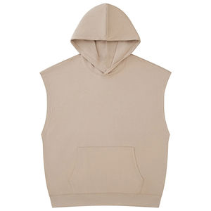 <b>Sleeveless</b> 100% Cotton Tang Top Hoodies Solid Front Streetwear Style Custom High Quality <b>Men's</b> <b>Hoodie</b> Unique Style - Product Image 3