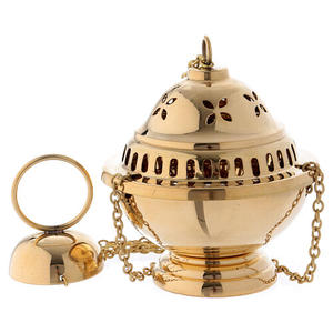 Incensario de Latón Ornamentado, Incensario Religioso Real de Latón, Perfecto para Servicios Católicos, Quemador de Incienso Tradicional con Cadena - Product Image 1