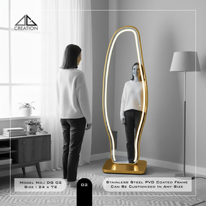 <b>Standing</b> Mirror with Stainless Steel PVD Coated Frame - Product Image 2